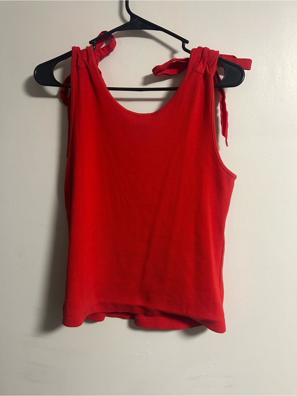 French Connection Red Tie-Shoulder Ribbed Tank - Picture 2 of 3
